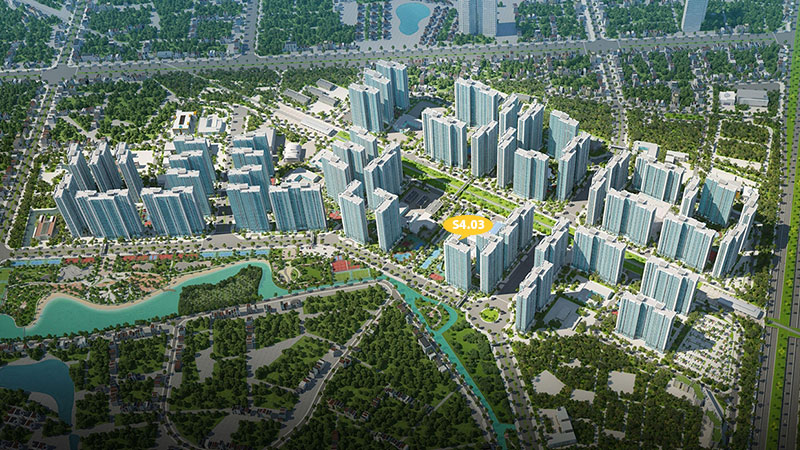 Vị trí căn hộ S4.03 Vinhomes Smart City 2 tỷ
